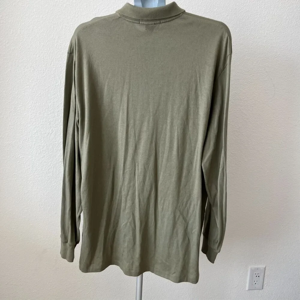 Vintage Polo By Ralph Lauren Long Sleeve Polo Shirt 90s Men's XL Green Soft/Thin